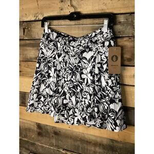 Dona Jo Alpine Black And White Floral Skort Size Large